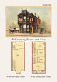 Victorian Period American Architecture Poster Print with exterior illustration and architectural layout
