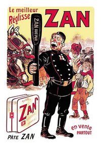 Whimsical ZAN Suc Pur poster print by Eugène Oge featuring a policeman and a horse.