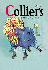 Collier's Magazine Cover by Jay Irving, February 8, 1941, featuring police on ice skates.