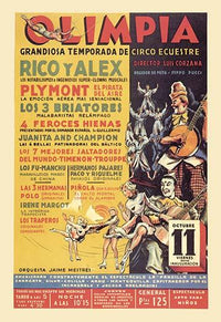 Travelling Circus Experience Poster Print featuring acrobats and clowns
