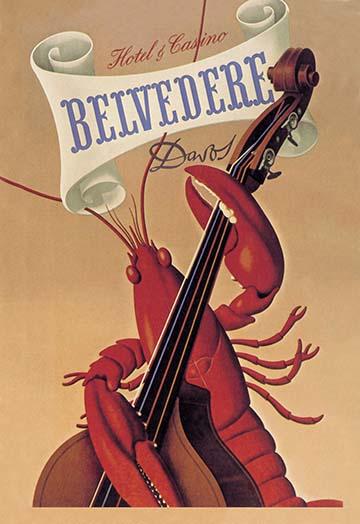 Belvedere Hotel & Casino Poster by Charles Kuhn featuring Swiss scenery