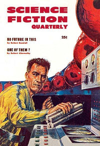 Science Fiction Quarterly May 1956 cover art poster print by Ed Emshwiller featuring a man planting explosives.