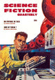 Science Fiction Quarterly May 1956 cover art poster print by Ed Emshwiller featuring a man planting explosives.