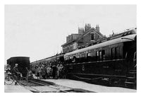 Poster print of Marshal Foch's Train Arrives at Compiegne, historical artwork.