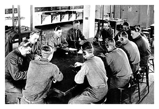 Soldier Learning Morse Code Poster Print showcasing communication in war.