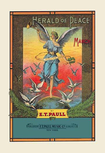Peace to All the World Poster Print featuring an angel and doves