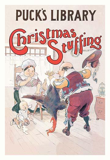Christmas Dinner Illustration Poster Print featuring a man presenting turkey to family by L.M. Glackens.