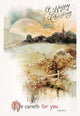 Christmas Illustration Poster Print with 'He Careth for You' Inspirational Message