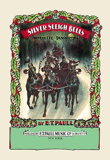 Silver Sleigh Bells Poster Print featuring winter holiday artwork