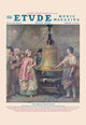 July 1926 The Etude magazine cover art print featuring a woman, a bell, and gentlemen.