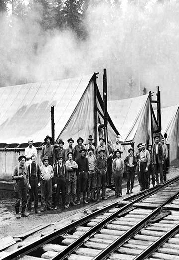Darius Kinsey Lumber Industry Poster Print showcasing vintage photography of loggers in Washington State.