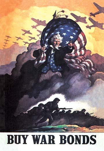 N.C. Wyeth Victory Poster Print featuring Uncle Sam and B-17 bombers