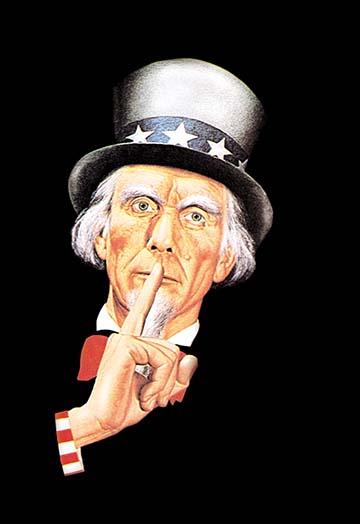 Uncle Sam Keep Quiet Poster Print featuring iconic image and historical message.