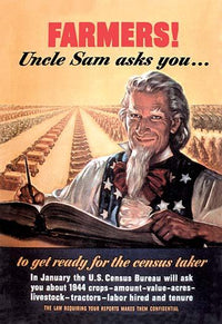 Farmers, Uncle Sam Asks You to Prepare for the Census Taker Poster Print by Jerome Rozen