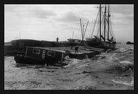 Barge Struggles in High Seas Poster Print by Edwin Levick.