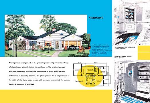 Architectural drawings of 1950s American residences poster print.