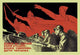 Red Infantry Poster Print depicting soldiers advancing with forbear images in the sky.