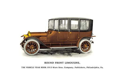 Early automobiles poster print featuring Model T and vintage coupes.