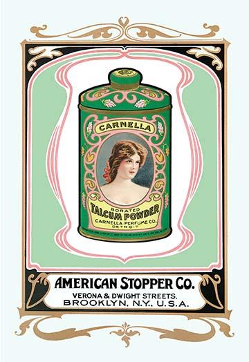 Carnella Talcum Powder vintage art print, high-quality reproduction