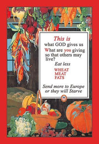 Propaganda poster print by A. Hendee depicting land bounty and urgency.