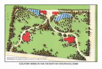 Aerial landscape design poster print by J. Weidermann showcasing plantings and trees.