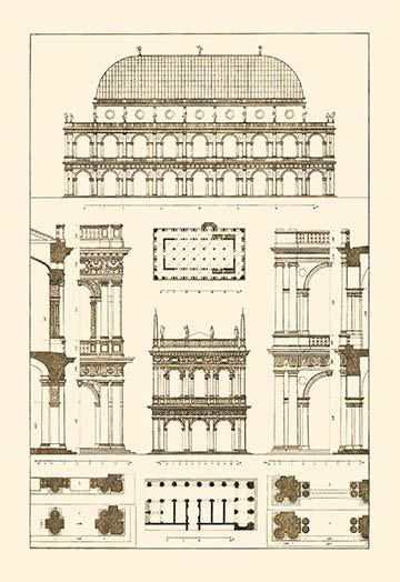 Architectural Drawings of Renaissance Architecture Poster Print by J. Buhlmann