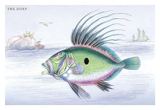 Lithographs of British Fish Poster Print by Robert Hamilton