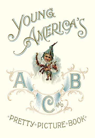 Victorian era children's book cover poster print featuring alphabet illustrations.
