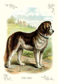 Vintage art print of a dog outside a house by Buyenlarge