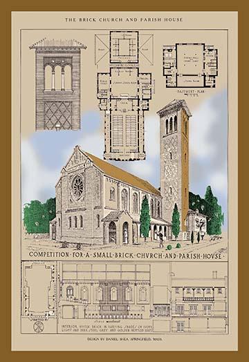 Architectural Representations of British Churches Poster Print showcasing intricate designs and floor plans.