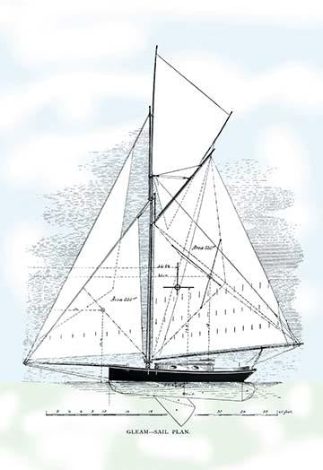 Historic graphic design of small yachts poster print by C.P. Kunhardt.