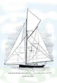 Historic graphic design of small yachts poster print by C.P. Kunhardt.