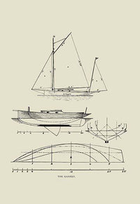 Small yacht design graphic poster print from 1891 by C.P. Kunhardt.