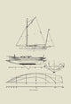 Small yacht design graphic poster print from 1891 by C.P. Kunhardt.