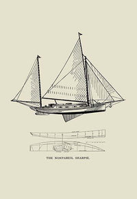 Small Yacht Design Graphic Art Print by C.P. Kunhardt, 1891 nautical design