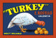 Wild Turkey Crate Label Art Print featuring Valencia onions, vintage design.