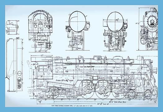 Railroad Schematics & Plans Poster Print showcasing intricate designs and engineering plans.
