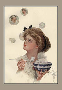 Harrison Fisher poster print titled 'The Father of a Thousand Girls', showcasing vintage feminine beauty.