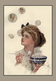 Harrison Fisher poster print titled 'The Father of a Thousand Girls', showcasing vintage feminine beauty.