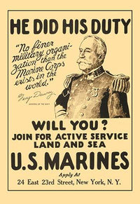 George Dewey Marine recruitment poster print featuring a half-length portrait.