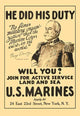 George Dewey Marine recruitment poster print featuring a half-length portrait.