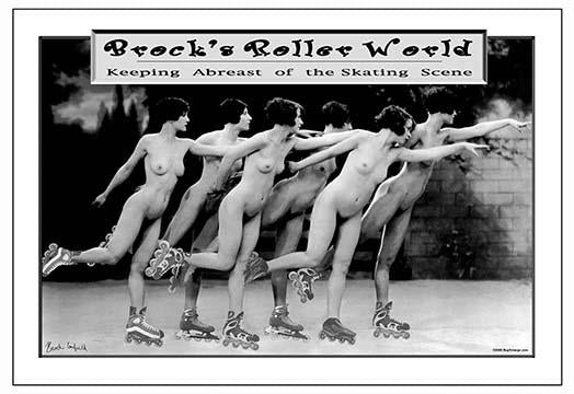 Nude skaters roller blades poster print by Wilbur Pierce.