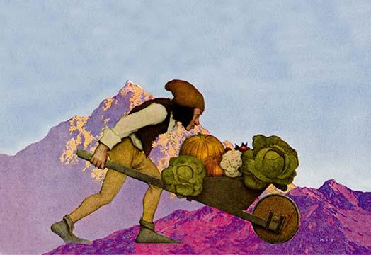 Maxfield Parrish art print showcasing iconic landscapes.