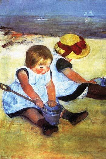 Mary Cassatt children's illustrations poster print featuring impressionist artwork.