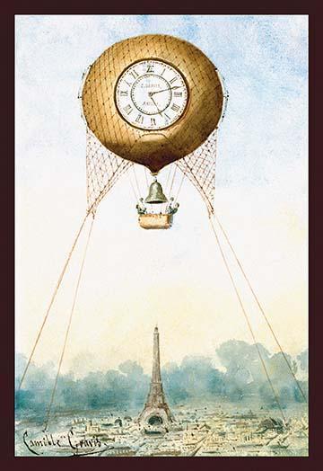 French Balloon Above the Eiffel Tower Poster Print by Camille Gravis