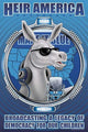 Make It Blue Donkey Poster Print featuring a radio announcer with headphones and microphone on a blue map of the USA.