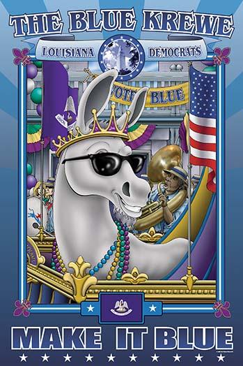 The Colors of Mardi Gras featuring Blue the Donkey as King Rex Poster Print by Richard Kelly