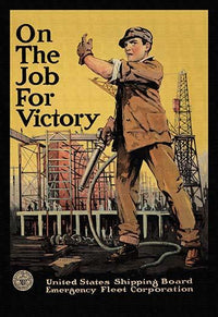 Workman in Shipyard Poster Print for United States Shipping Board Emergency Fleet Corporation