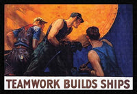 Men Using a Rivet Gun While Building a Ship Poster Print by William Dodge Stevens