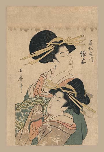 Two Japanese Women Vintage Art Reproduction Poster Print